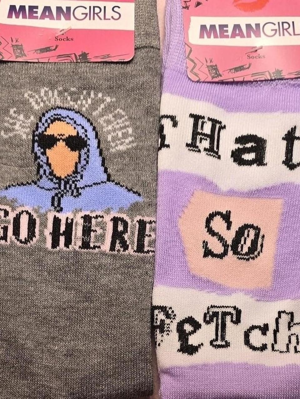 Mean Girls Graphic Sock Duo - Gray & Lavender Y2k